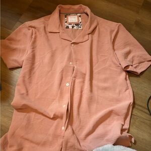 Cactus Men's Coral Button Down Shirt